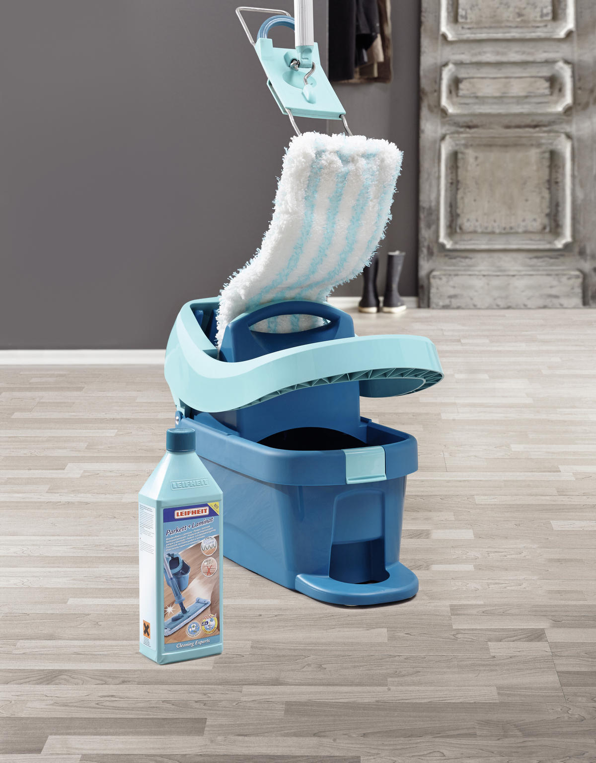 WISCHTUCHPRESSE MIT ROLLEN PROFI XL MOBILE  - Türkis, Basics, Kunststoff (39/29/51cm) - Leifheit