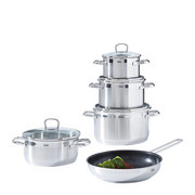KOCHTOPFSET Edelstahl 5-teilig - Basics, Glas/Metall - Silit
