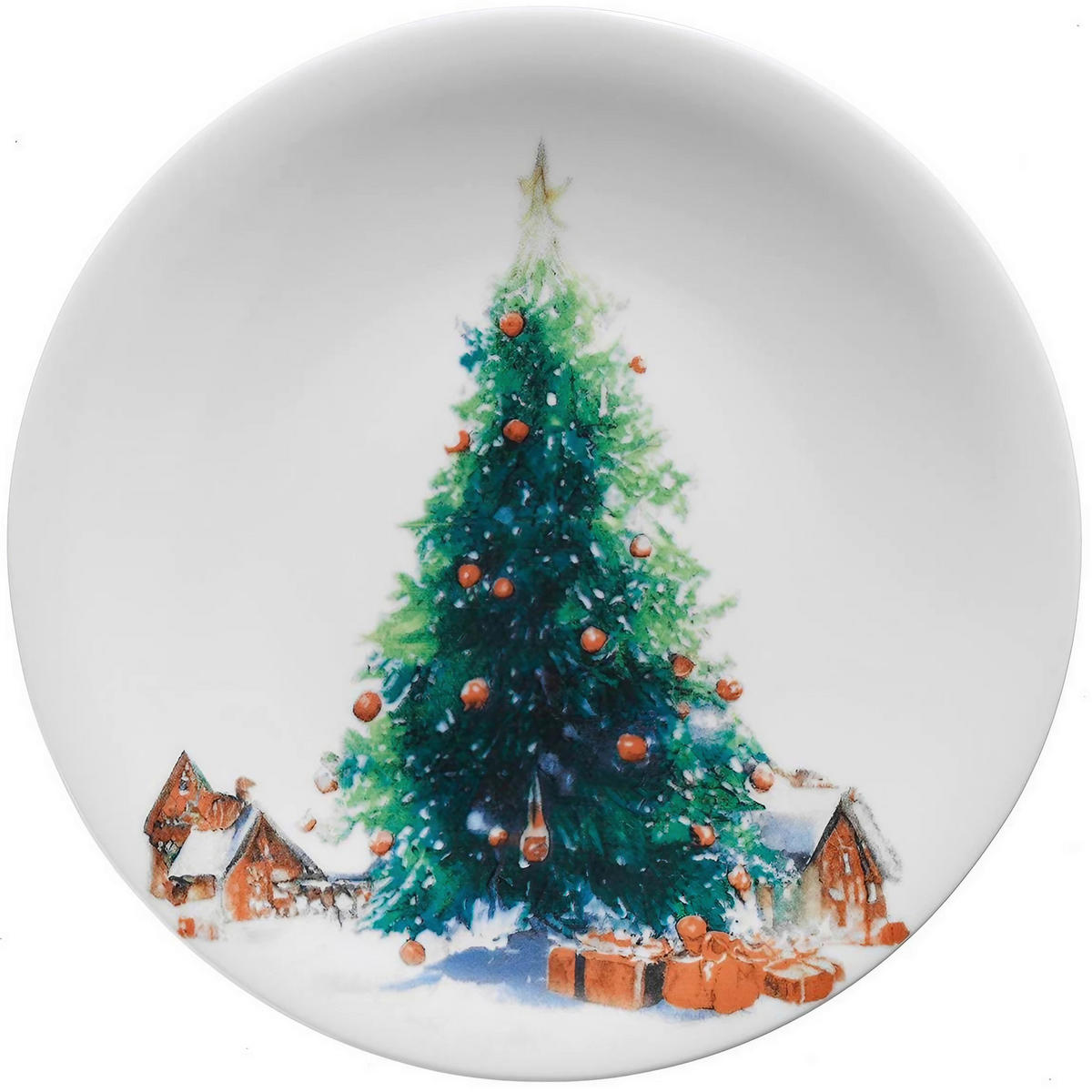 TELLERSET 6-teilig  - Weiß/Grün, Basics, Keramik (21cm) - X-Mas