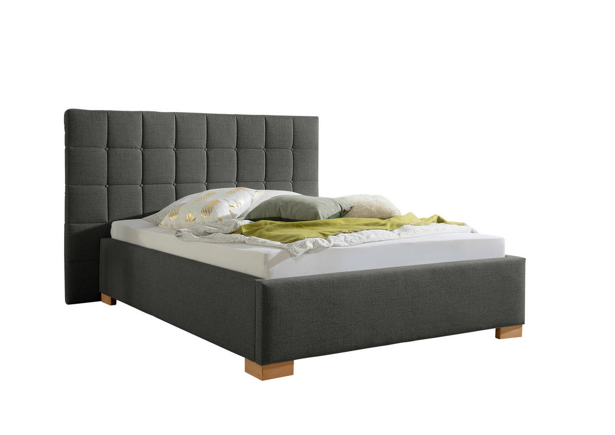 POLSTERBETT 140/200 cm,  in Anthrazit,  - Anthrazit/Naturfarben, MODERN, Holz/Textil (140/200cm) - Livetastic