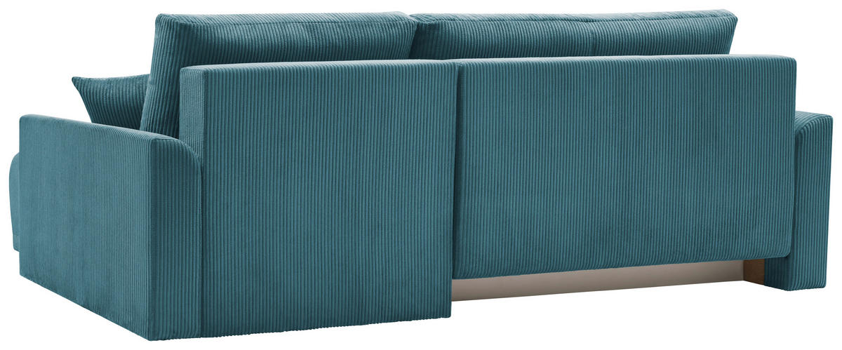 ECKSOFA KIMMY Hellblau Cord Zierkissen, Rückenkissen, Bettkasten  - Schwarz/Hellblau, Design, Kunststoff/Textil (233/146cm) - P & B