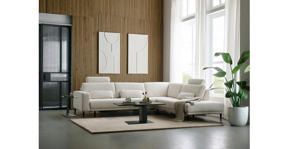 ECKSOFA Dieter Knoll Beige Chenille  - Beige/Schwarz, Design, Textil/Metall (303/254cm) - Dieter Knoll