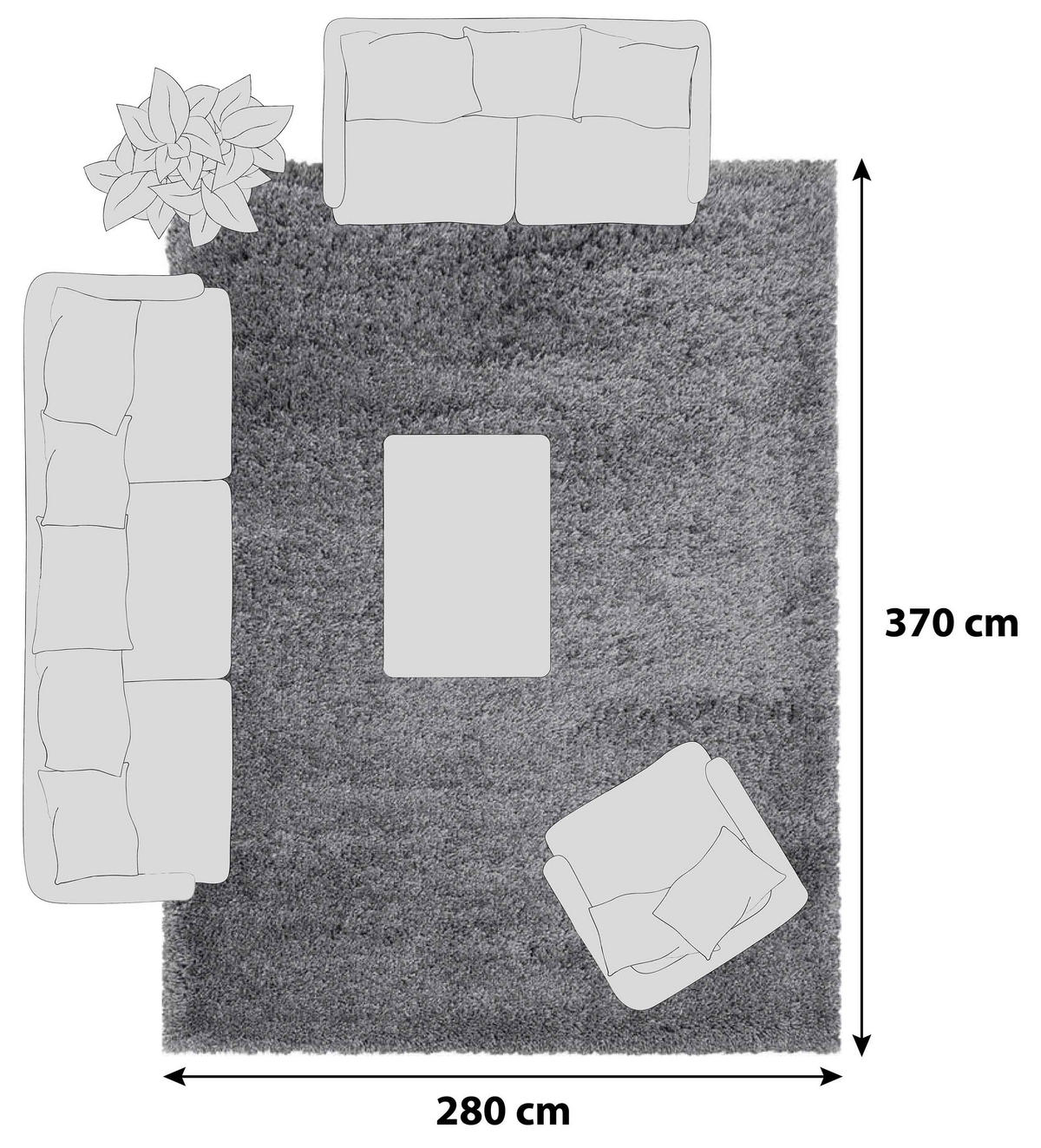 RYAMATTA 280/370 cm Fluffy 3500 Lightgrey  - ljusgrå, Basics, textil (280/370cm)