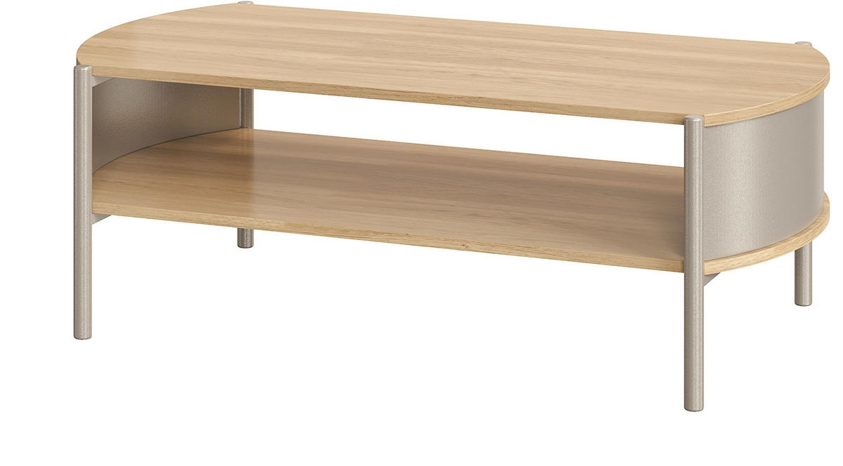 COUCHTISCH 100/54/37 cm oval Eichefarben, Hellgrau  - Eichefarben/Hellgrau, Trend, Holzwerkstoff/Metall (100/54/37cm)