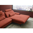 ECKSOFA  in Chenille, Flachgewebe Terracotta  284/180 cm  - Terracotta/Schwarz, Design, Textil/Metall (284/180cm) - Dieter Knoll