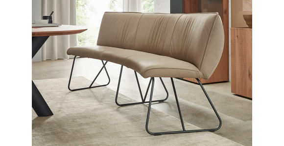 SITZBANK 212/88/81 cm Echtleder Mokka Metall - Anthrazit/Mokka, Design, Leder/Metall (212/88/81cm) - Valnatura