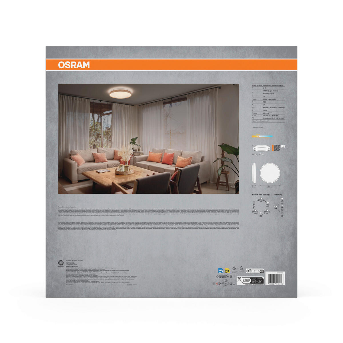 LED-DECKENLEUCHTE 50/6.5 cm   - Basics, Metall (50/6.5cm) - Osram