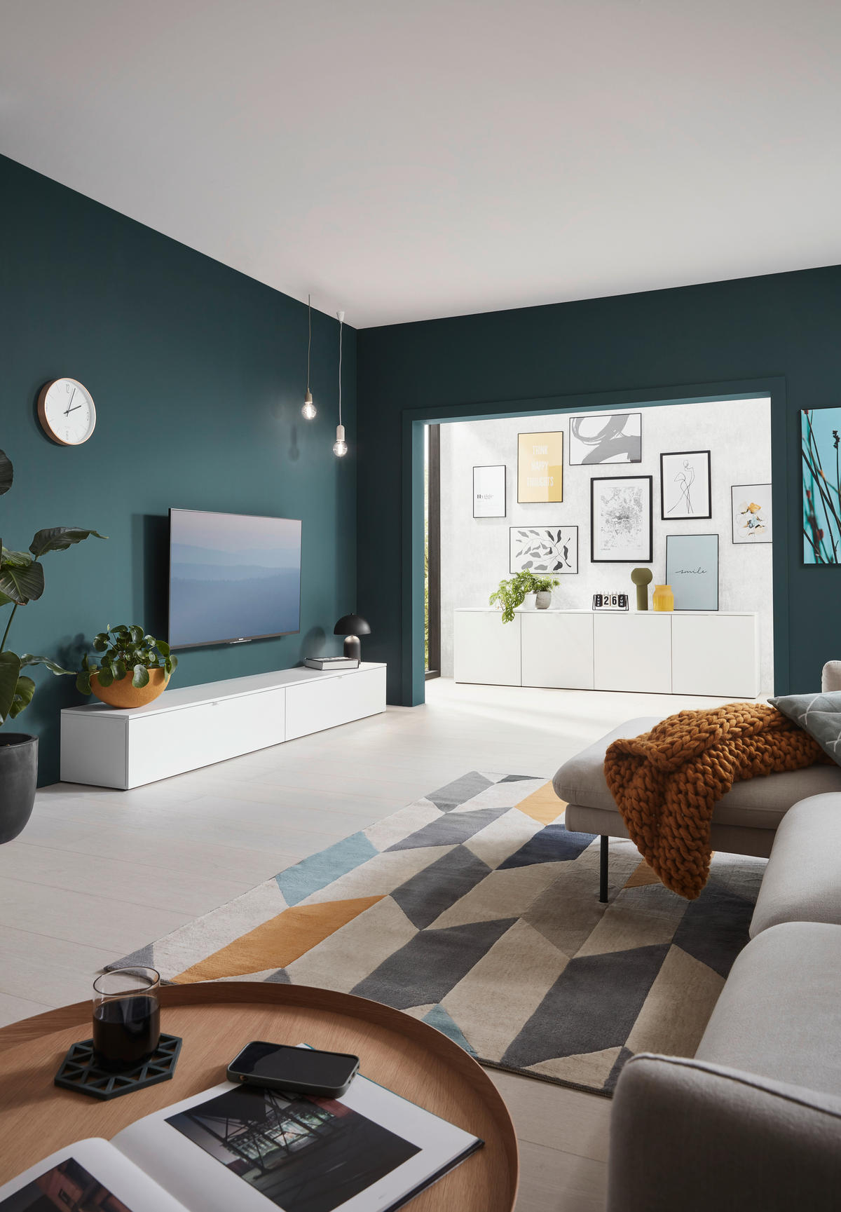 TV-ELEMENT Holzwerkstoff Weiß  - Schwarz/Weiß, Design, Holzwerkstoff/Kunststoff (120/31/40cm) - Ti'me