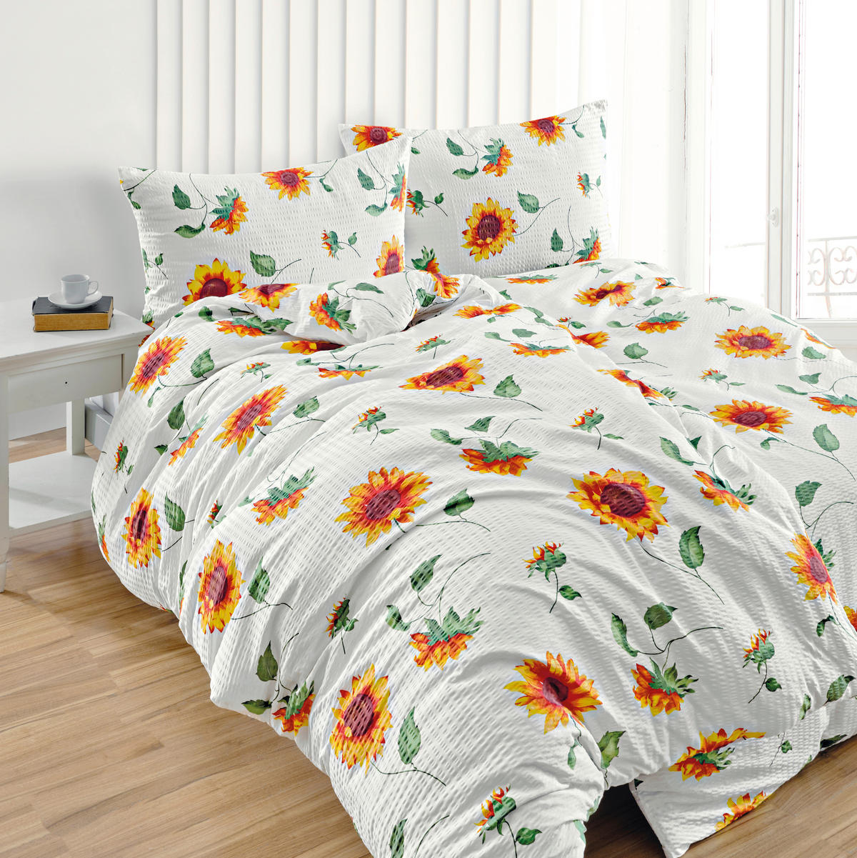 BETTWÄSCHE 4-teilig Seersucker 140/200 cm  - Gelb, Design, Textil (140/200cm) - Florella