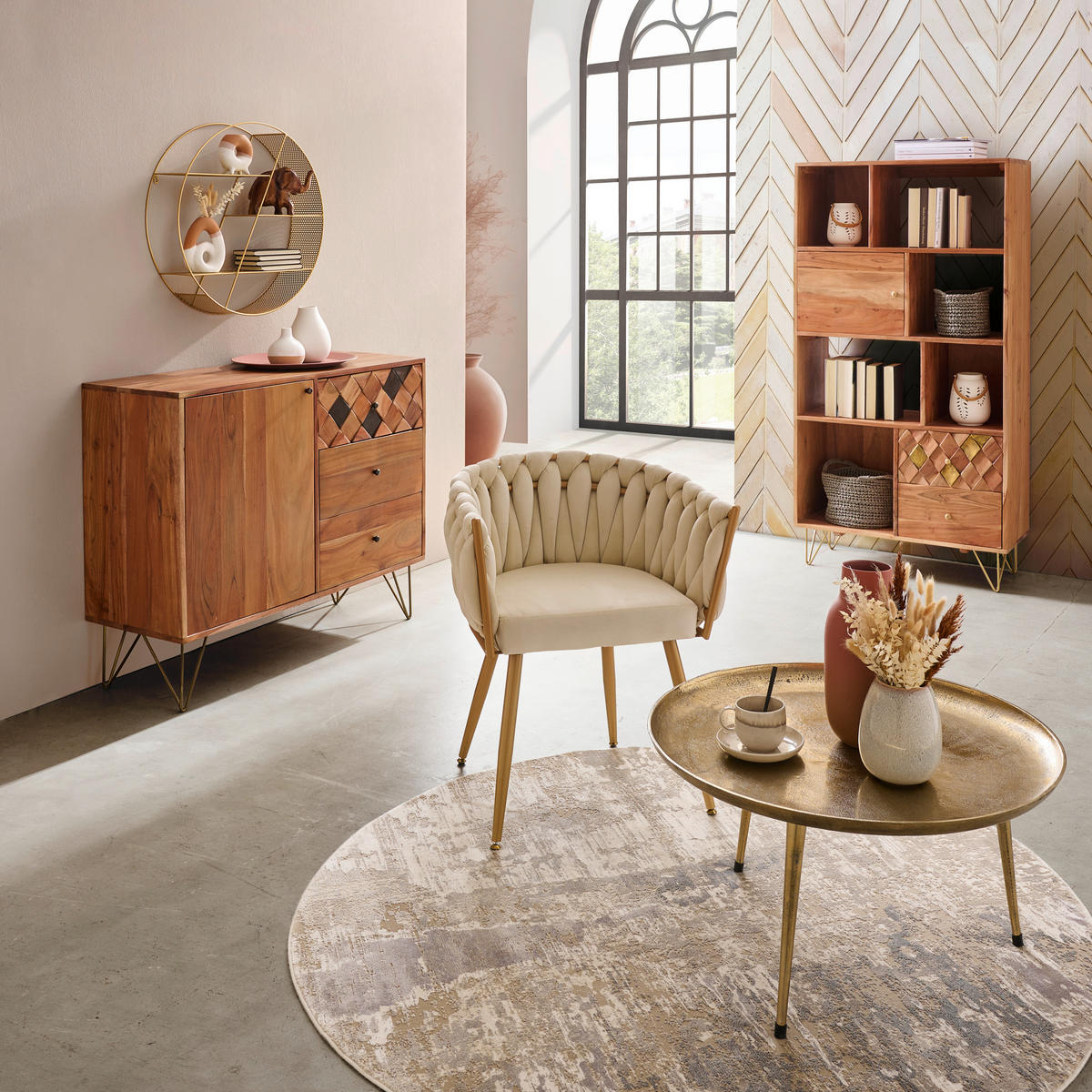 KOMMODE 105/88/40 cm  in Akaziefarben, Bronzefarben  - Bronzefarben/Akaziefarben, Trend, Holz/Metall (105/88/40cm) - Ambia Home