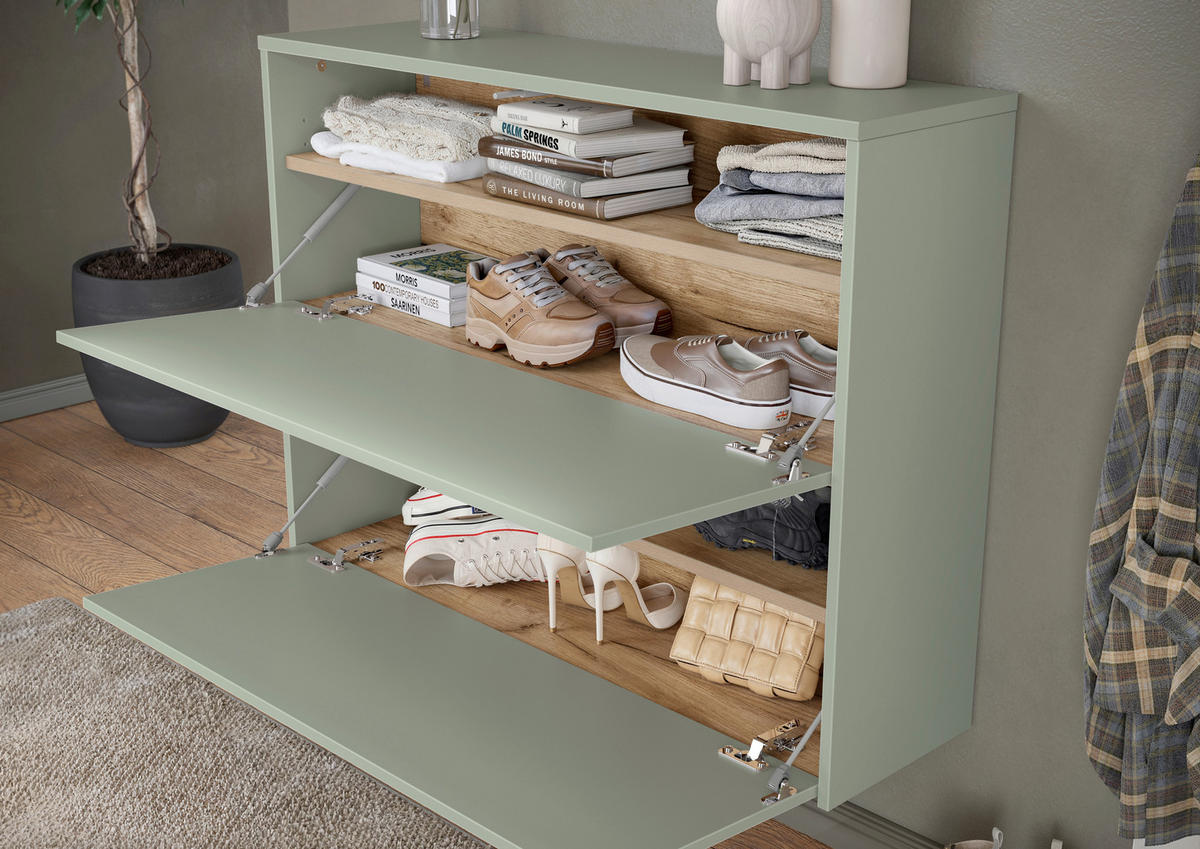 GARDEROBE 2-teilig  in 99/200/27 cm  - Eichefarben/Grün, Design, Holzwerkstoff (99/200/27cm) - Livetastic