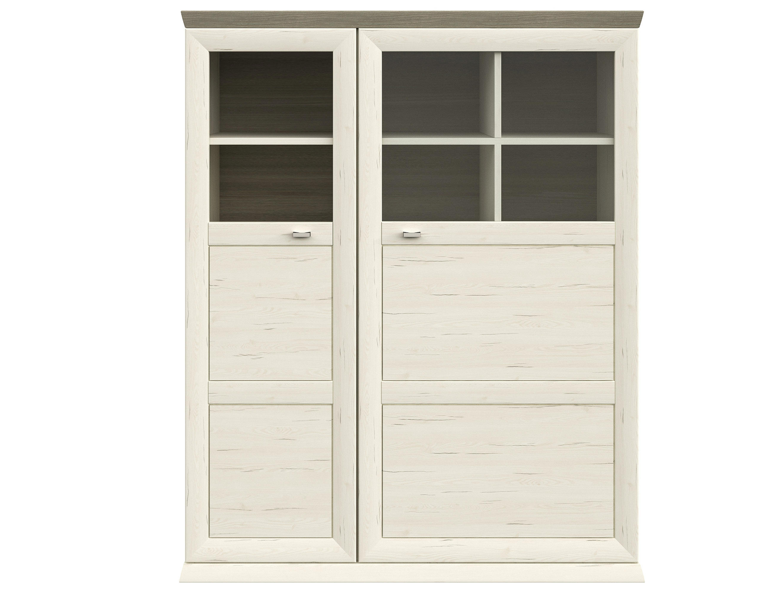 VYSOKÁ KOMODA, šedá, bílá, 110/134,2/43 cm - šedá/bílá, Lifestyle, kov/kompozitní dřevo (110/134,2/43cm) - Hom`in