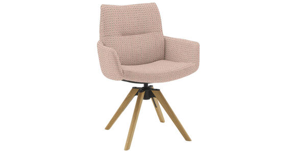 ARMLEHNSTUHL  Sitzfläche 360° drehbar, mit Griff Flachgewebe  Rosa  - Eichefarben/Rosa, Design, Holz/Textil (62/90/68cm) - Valnatura