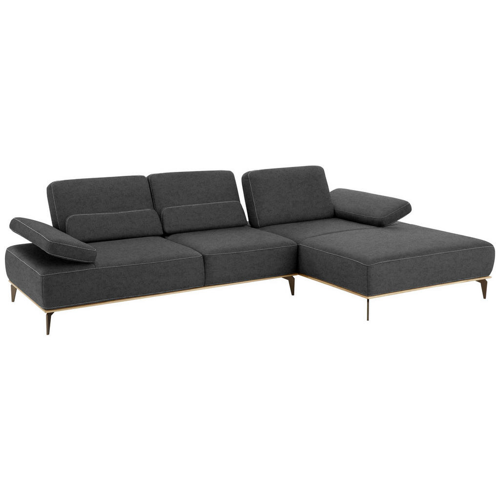 Thumbnail - Valnatura Ecksofa 16580 Sprint, Dunkelgrau, Textil, Uni, 4-Sitzer, Ottomane rechts, nicht einzeln stellbar, L-Form, 298x...