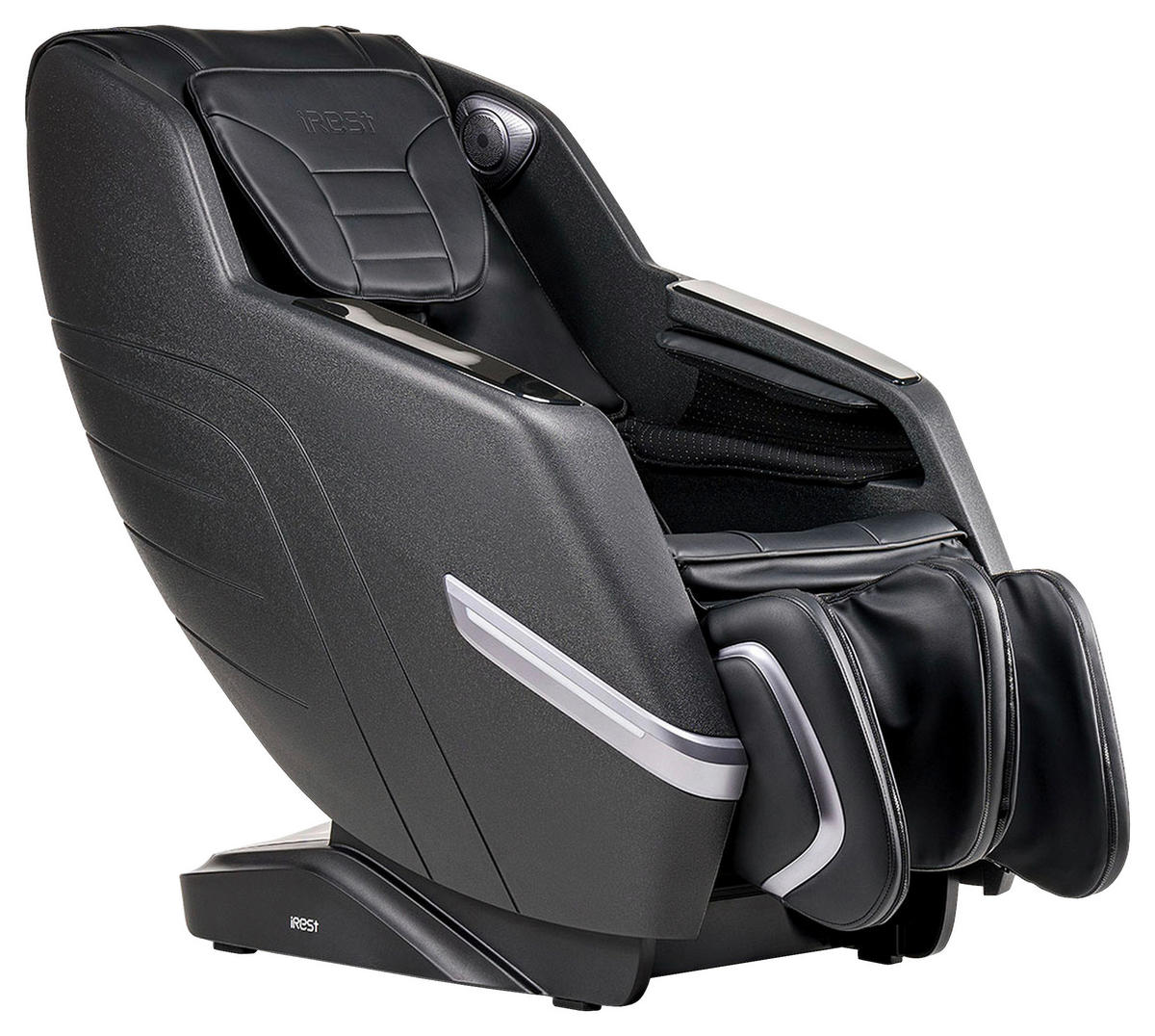 MASSAGESESSEL  mit Lederlook Schwarz integrierte Lautsprecher, Relaxfunktion, Liegefunktion, Netzbetrieb, Massagefunktion, Herz-Waage-Funktion, abwischbar, Bluetooth-Lautsprecher, Rückenlehne in S-Form  - Schwarz, KONVENTIONELL, Kunststoff/Textil (76/115/155-168cm) - Welnova