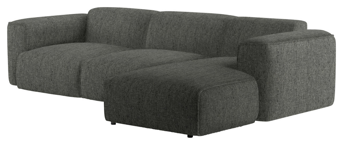 ECKSOFA Dunkelgrün Webstoff Rücken echt  - Dunkelgrün/Schwarz, Design, Kunststoff/Textil (290/171cm) - home24
