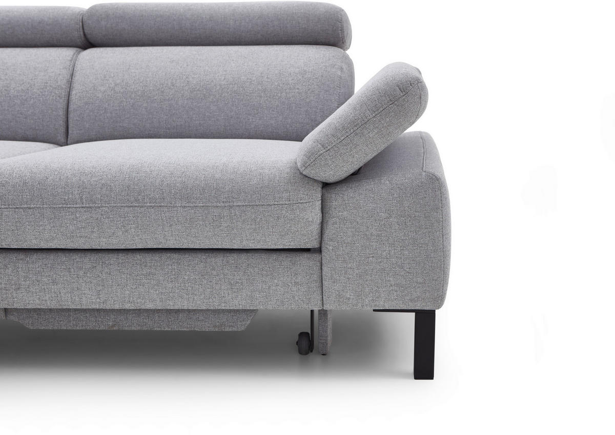 ECKSOFA in Flachgewebe Hellgrau  - Hellgrau/Schwarz, Design, Holzwerkstoff/Textil (217/272cm) - Pure Home Comfort