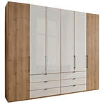 FALTTÜRENSCHRANK 250/236/58 cm 6-türig Champagner, Eiche Bianco  - Schieferfarben/Eiche Bianco, KONVENTIONELL, Glas/Holzwerkstoff (250/236/58cm) - Dieter Knoll