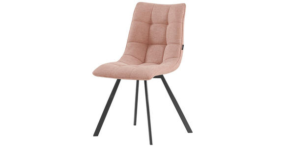 STUHL  Stoffauswahl Leinenoptik  - Schwarz/Rosa, Design, Textil/Metall (47/86/61cm) - Xora