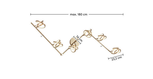 DECKENLEUCHTE 180/14/23,2 cm  - Weiß/Cappuccino, Trend, Kunststoff/Metall (180/14/23,2cm) - Novel