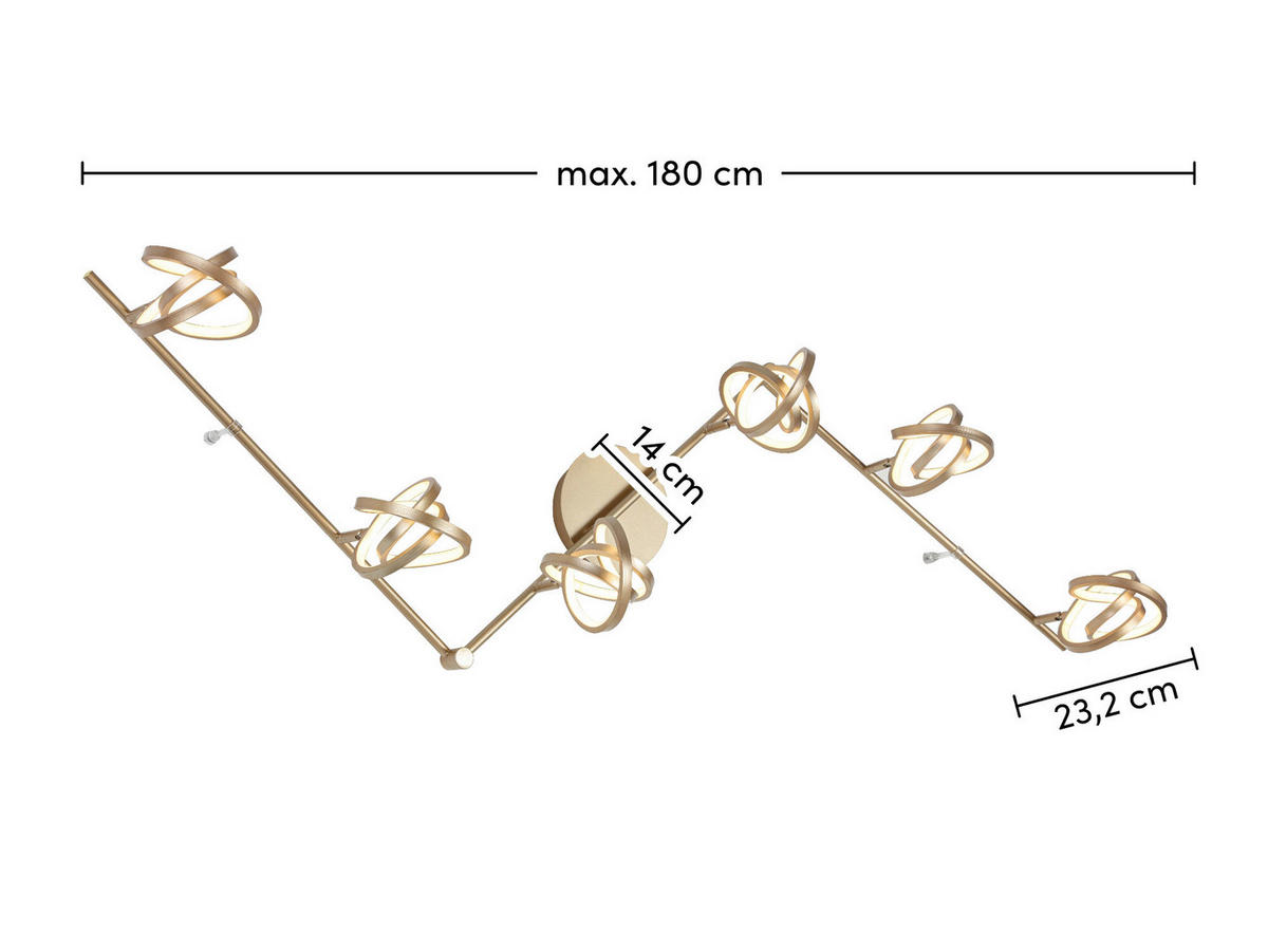 DECKENLEUCHTE 180/14/23,2 cm   - Weiß/Cappuccino, Trend, Kunststoff/Metall (180/14/23,2cm) - Novel