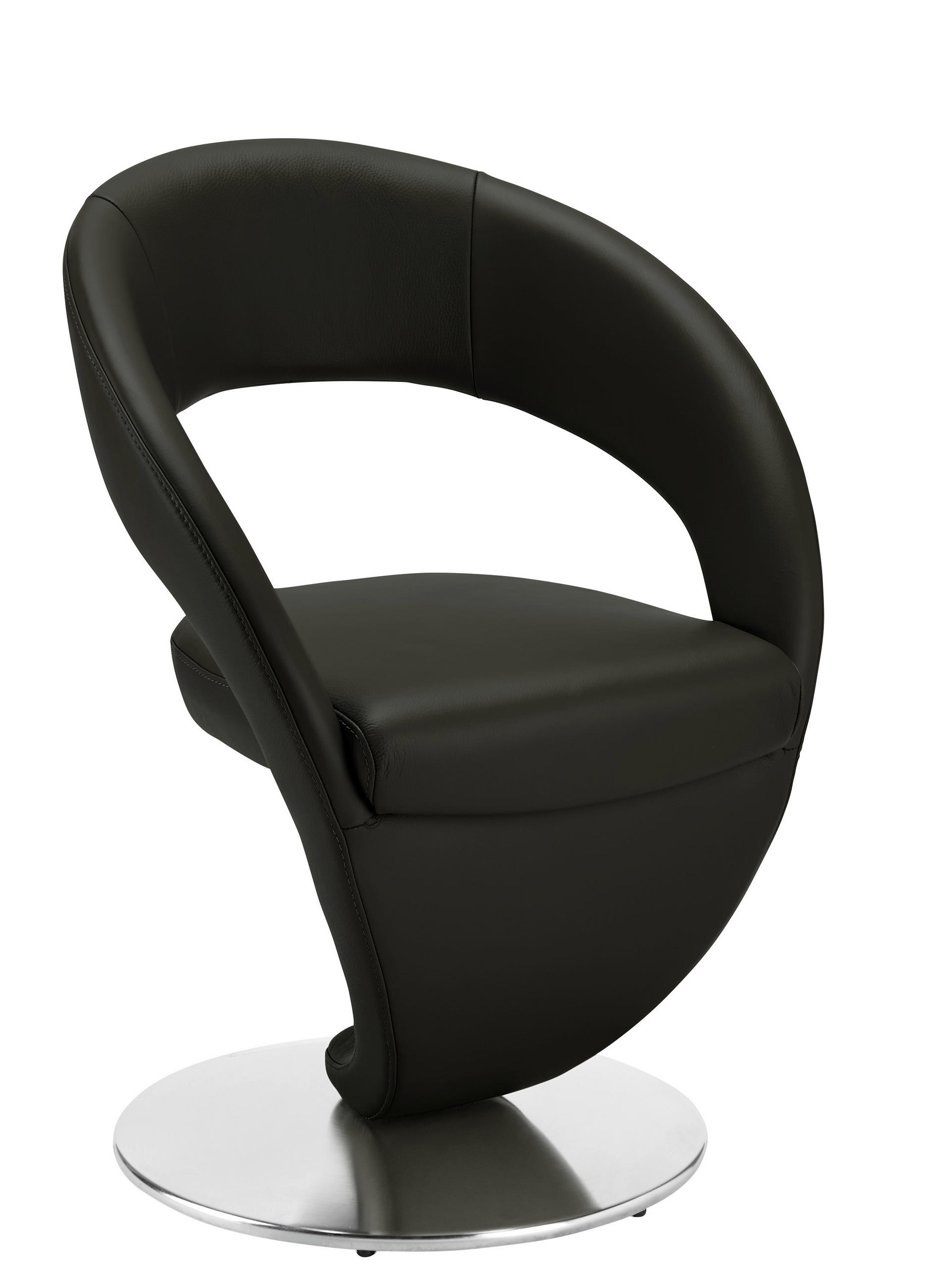 STUHL Echtleder Schwarz, Edelstahlfarben Lederauswahl, Stoffauswahl, Typenauswahl - Edelstahlfarben/Schwarz, Design, Leder/Metall (62/86/61cm) - Moderano