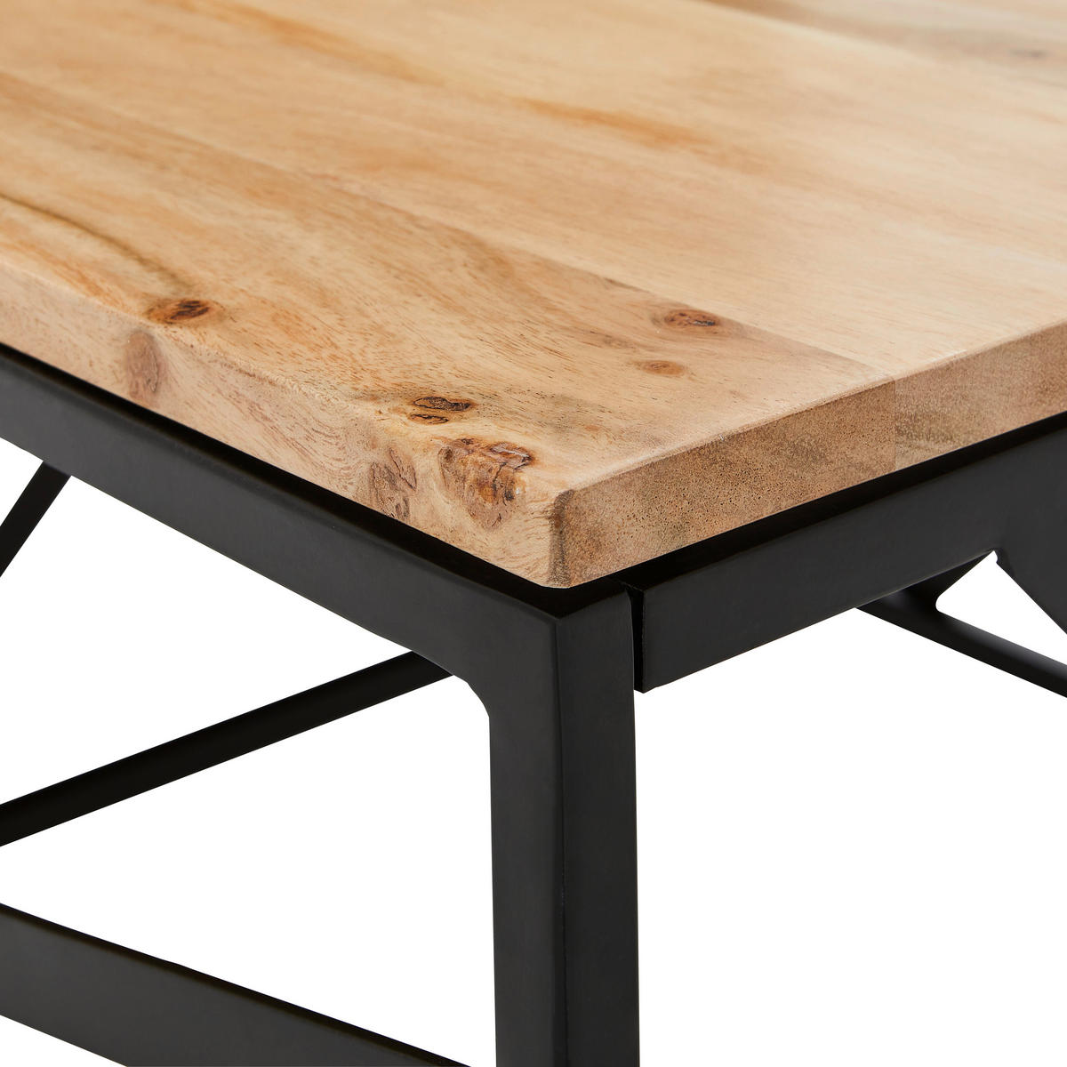 KONFERENČNÍ STOLEK, černá, barvy akácie, dřevo, kov, 70/43/70 cm - černá/barvy akácie, Design, kov/dřevo (70/43/70cm) - Livetastic
