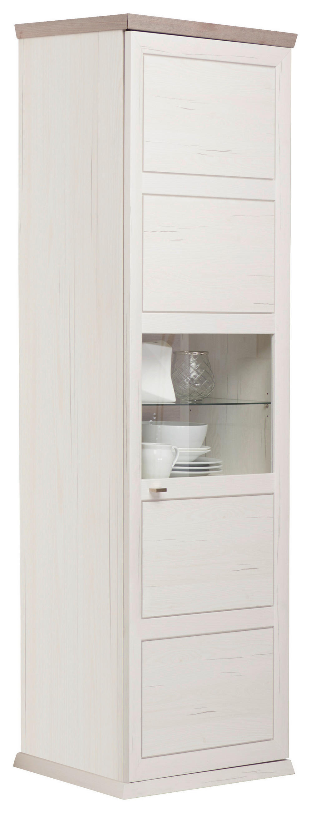 VITRINE Grau, Weiß - Weiß/Grau, LIFESTYLE, Glas/Holzwerkstoff (69,4/209,2/42,5cm) - Hom`in