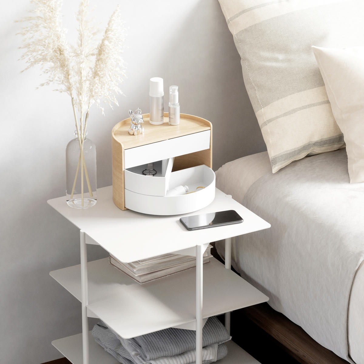 KUTIJICA ZA NAKIT   18/15/25 cm    - bijela/prirodne boje, Basics, drvo/plastika (18/15/25cm) - Umbra