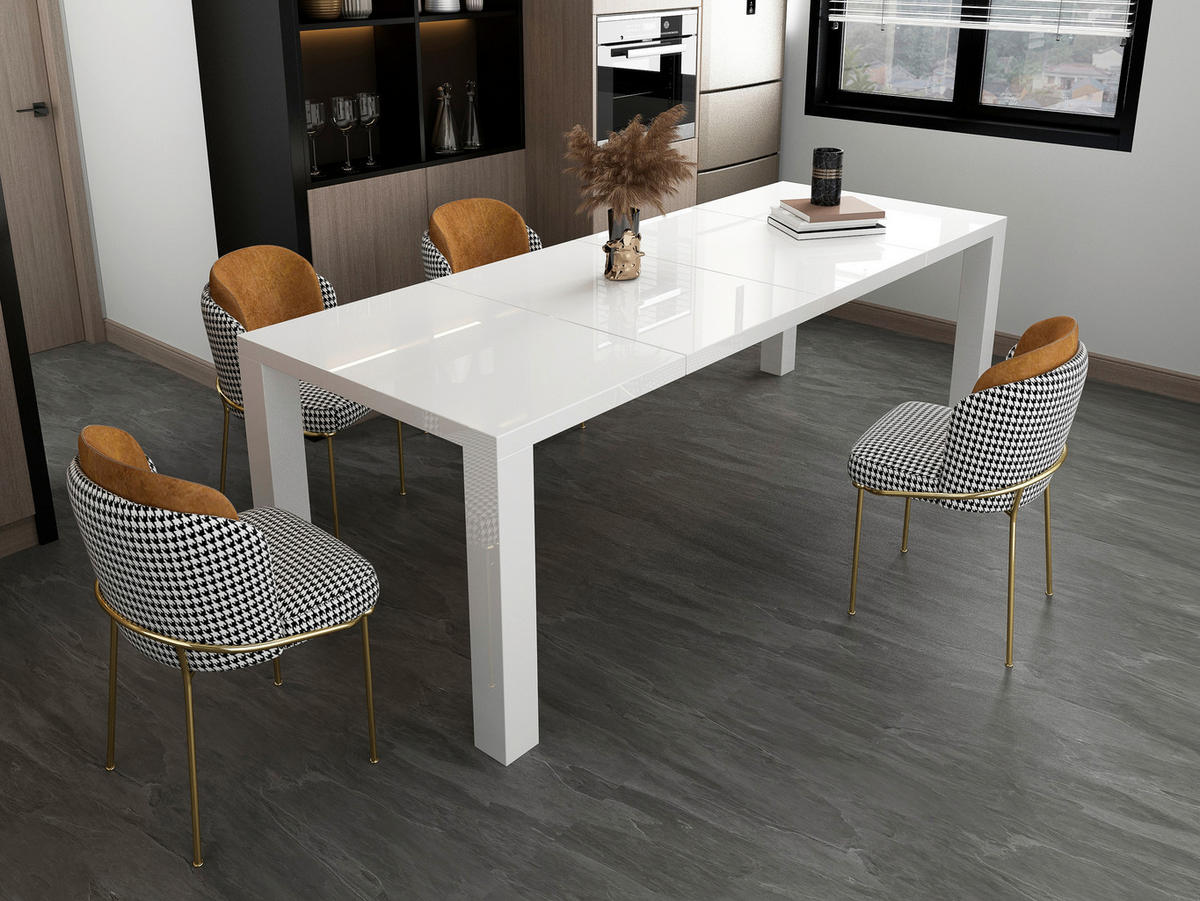 ESSTISCH Weiß Hochglanz rechteckig  ausziehbar, in verschiedenen Größen erhältlich  - Weiß Hochglanz, MODERN, Holzwerkstoff (120-240/80/76cm) - Livetastic