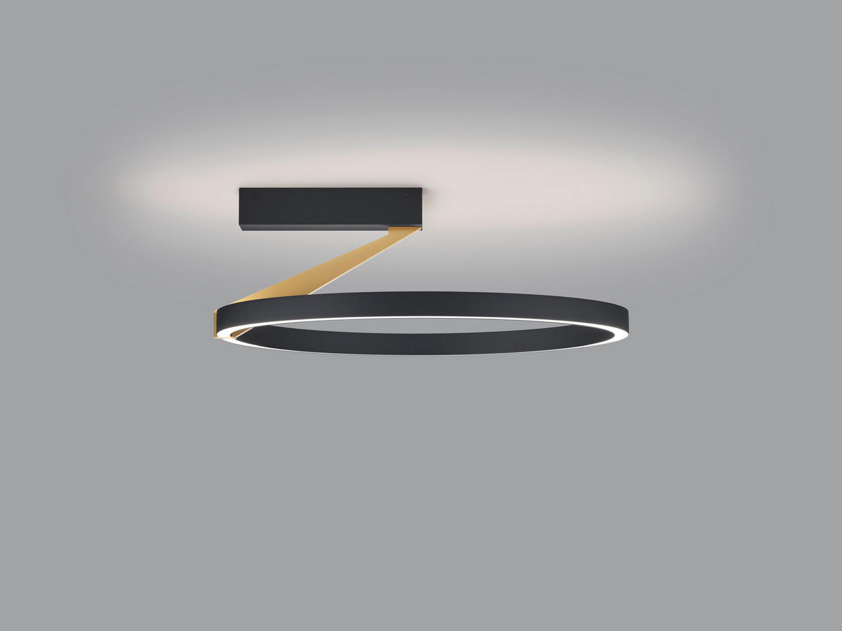 LED-DECKENLEUCHTE Elara 45/15.5 cm   - Goldfarben/Schwarz, Design, Kunststoff/Metall (45/15.5cm) - Helestra