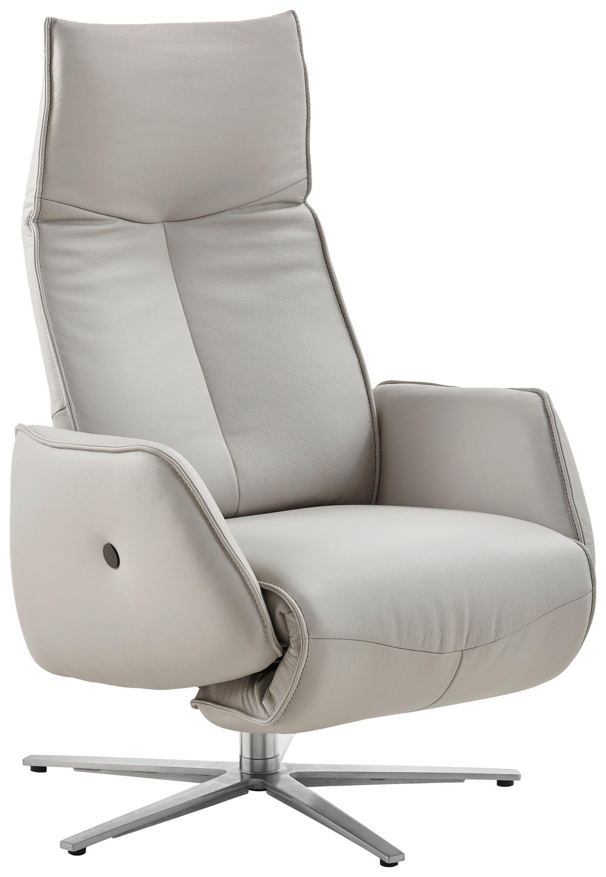 RELAXSESSEL Leder Hellgrau  - Edelstahlfarben/Hellgrau, Design, Leder (71/114/84cm) - Johann Jakob