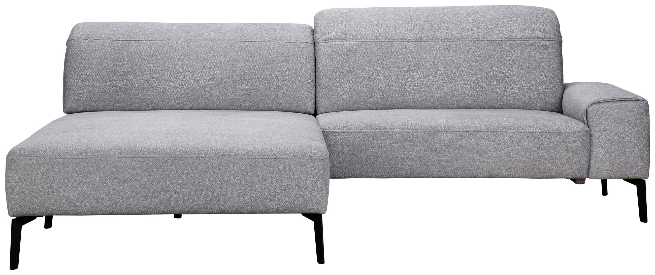 ECKSOFA in Mikrofaser Hellgrau  - Hellgrau/Schwarz, Design, Textil/Metall (203/266cm) - Johann Jakob