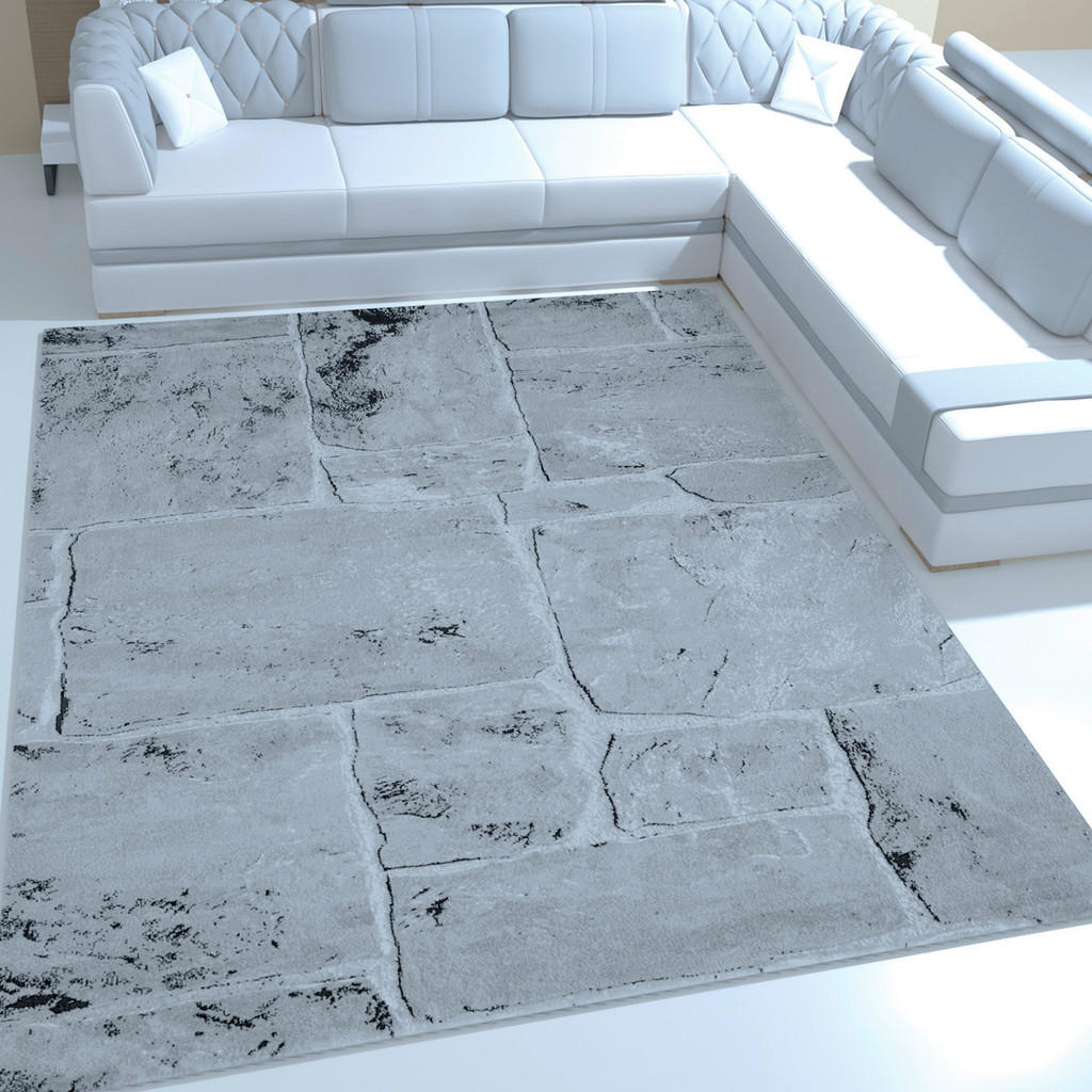 Thumbnail - Webteppich, Grau, Textil, Steine, rechteckig, 160x230 cm, Oeko-Tex® Standard 100, für Fußbodenheizung geeignet, in versc...