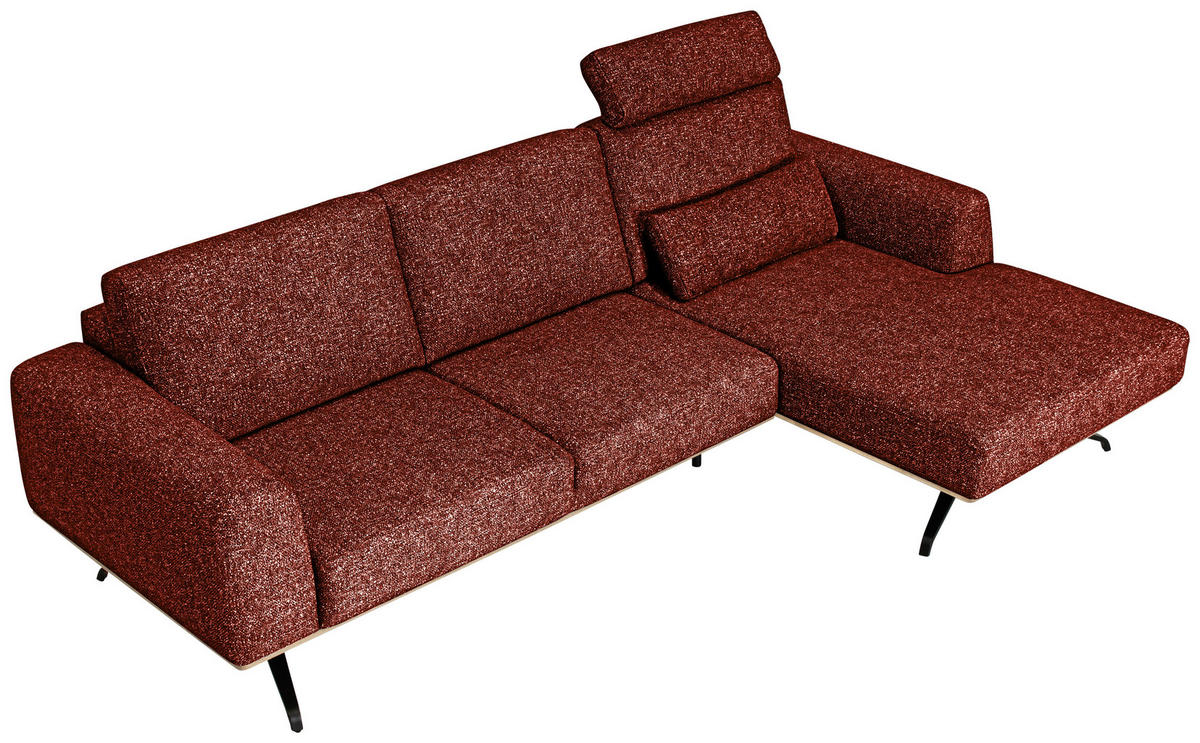 ECKSOFA in Struktur Rostfarben  - Rostfarben/Schwarz, Design, Textil/Metall (262/157cm) - Novel