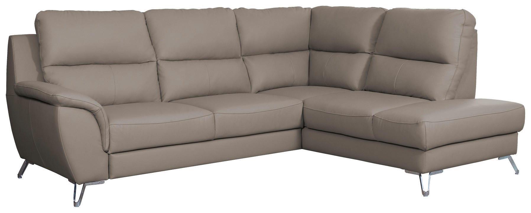 SJEDEĆA GARNITURA tekstil, koža  sivo-smeđa   - sivo-smeđa/boje kroma, Moderno, koža/tekstil (246/99/200cm) - Celina Home