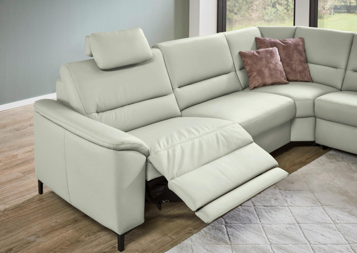 ECKSOFA  in Echtleder Silberfarben  290/249 cm  - Silberfarben/Schwarz, KONVENTIONELL, Leder/Metall (290/249cm) - Beldomo Premium