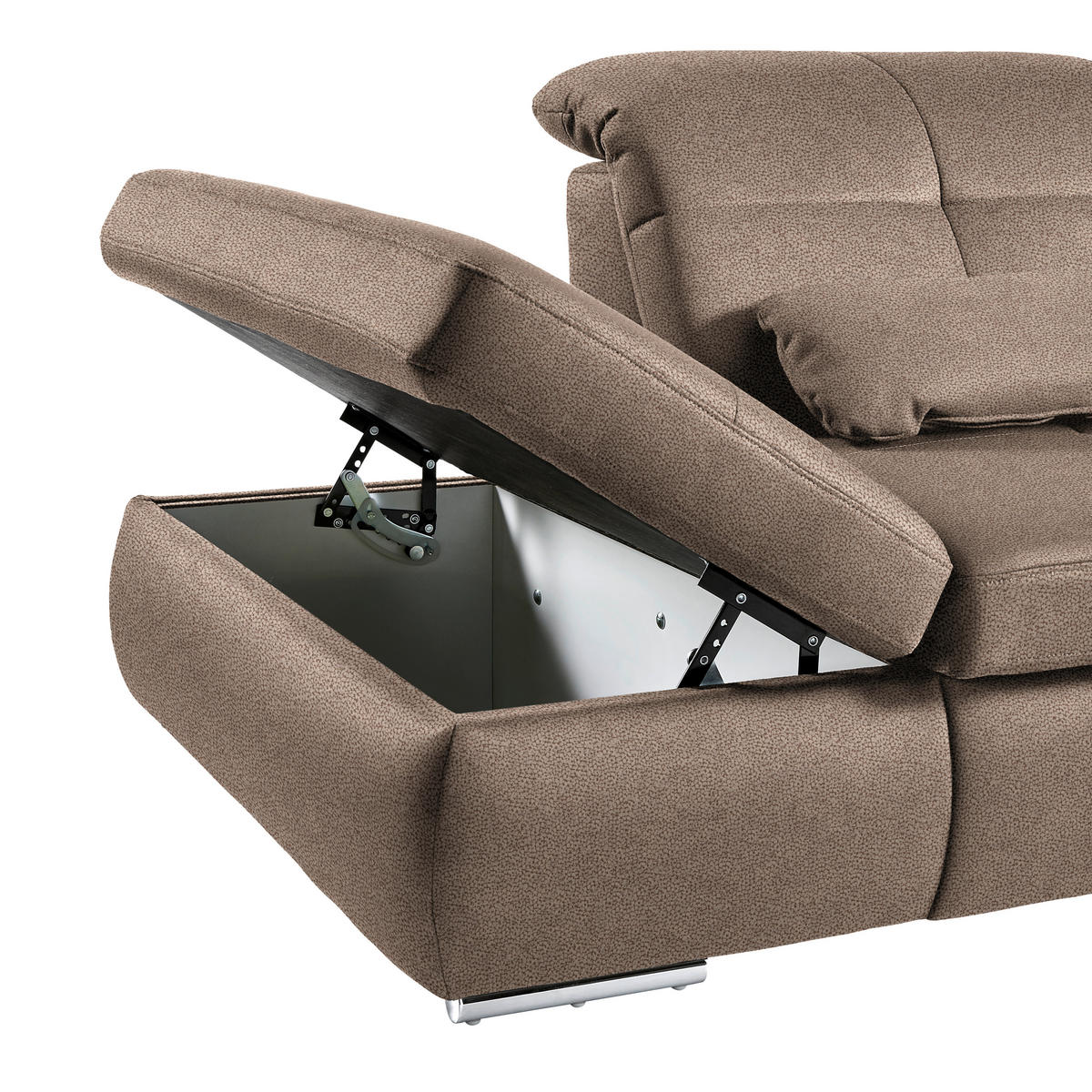 WOHNLANDSCHAFT  in Mikrofaser Sandfarben  - Sandfarben/Chromfarben, Design, Holzwerkstoff/Textil (260/371/195cm) - Beldomo Style