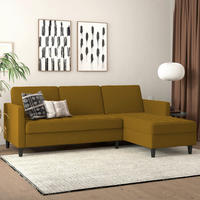 ECKSOFA PALERMO Currygelb Webstoff, Leinenoptik Schlaffunktion, Stauraum  - Currygelb/Schwarz, Basics, Kunststoff/Textil (213/154cm) - Livetastic