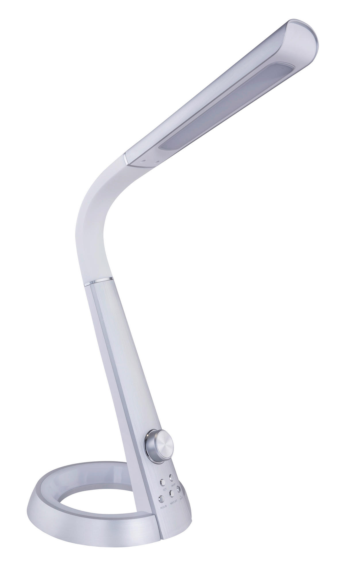 LED ÍRÓASZTALI LÁMPA - ezüst/fehér, Design, műanyag (34,3/18,3/64cm) - Novel