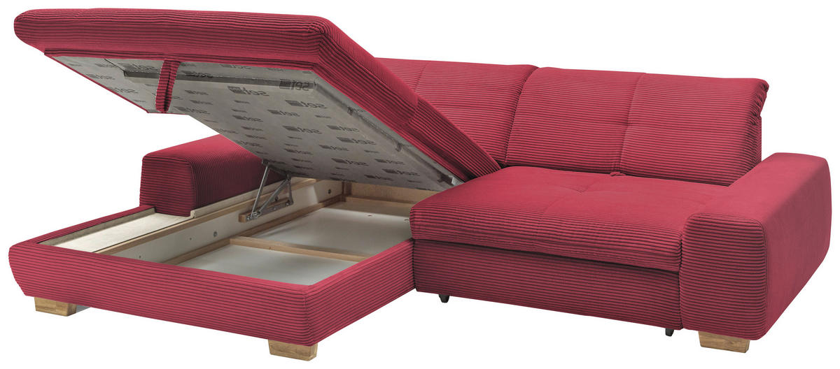 ECKSOFA Beere Cord  - Eichefarben/Beere, Design, Holz/Textil (198/276cm) - SetOne by Musterring