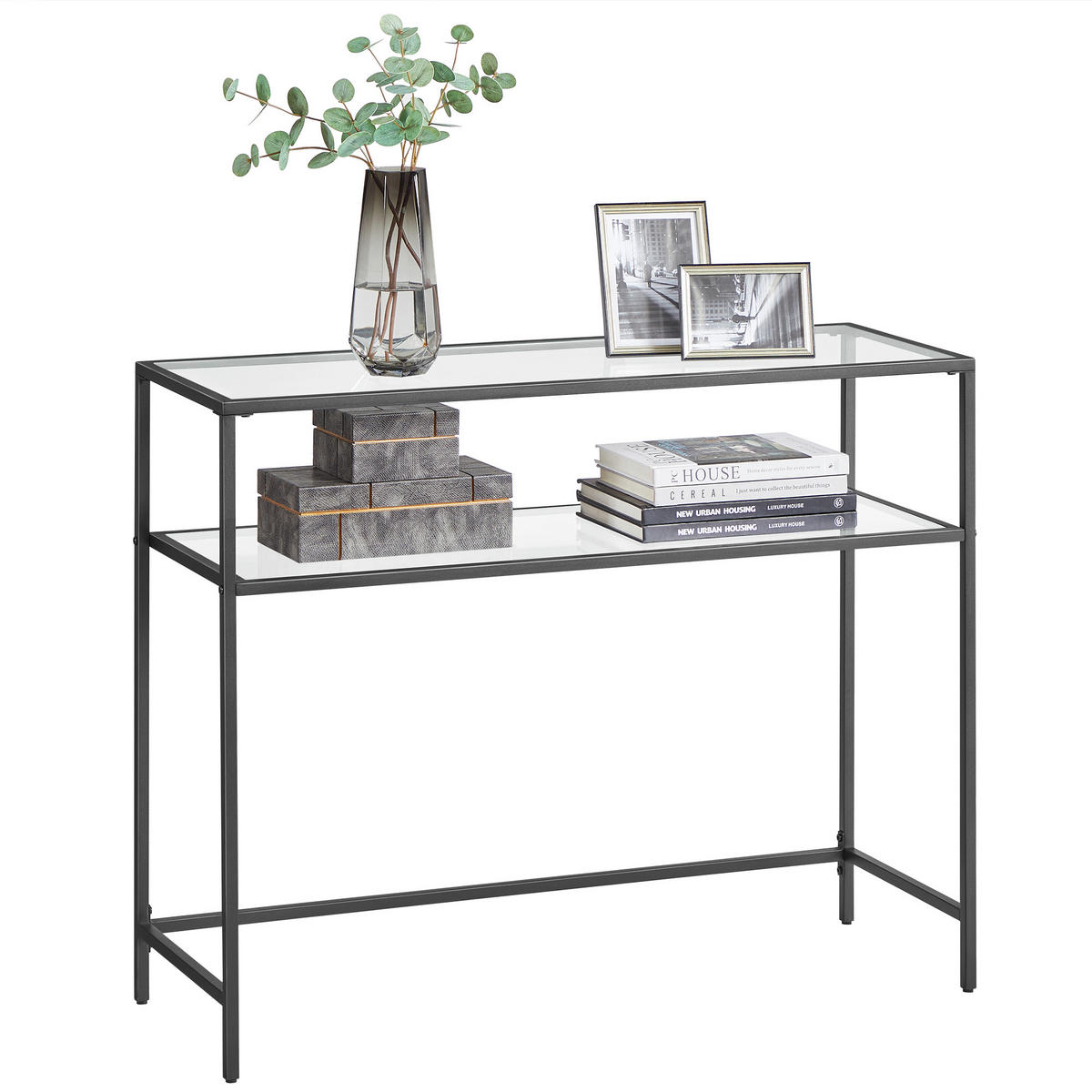 KONSOLENTISCH Schwarz  - Schwarz, Natur, Glas/Metall (100/35/80cm) - Boxxx