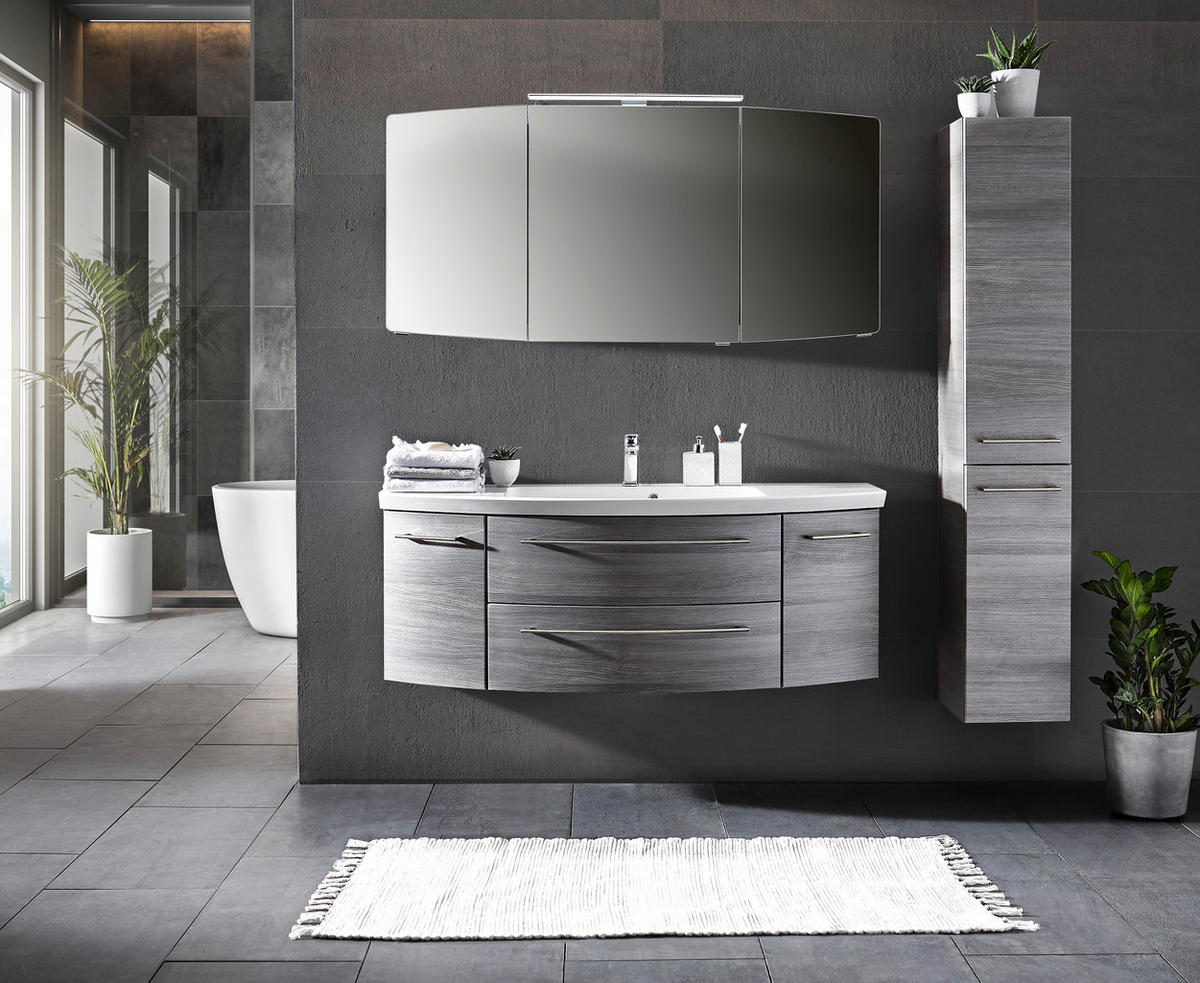 HOCHSCHRANK 30/168/33 cm  - Edelstahlfarben/Graphitfarben, KONVENTIONELL, Glas/Holzwerkstoff (30/168/33cm) - Sadena