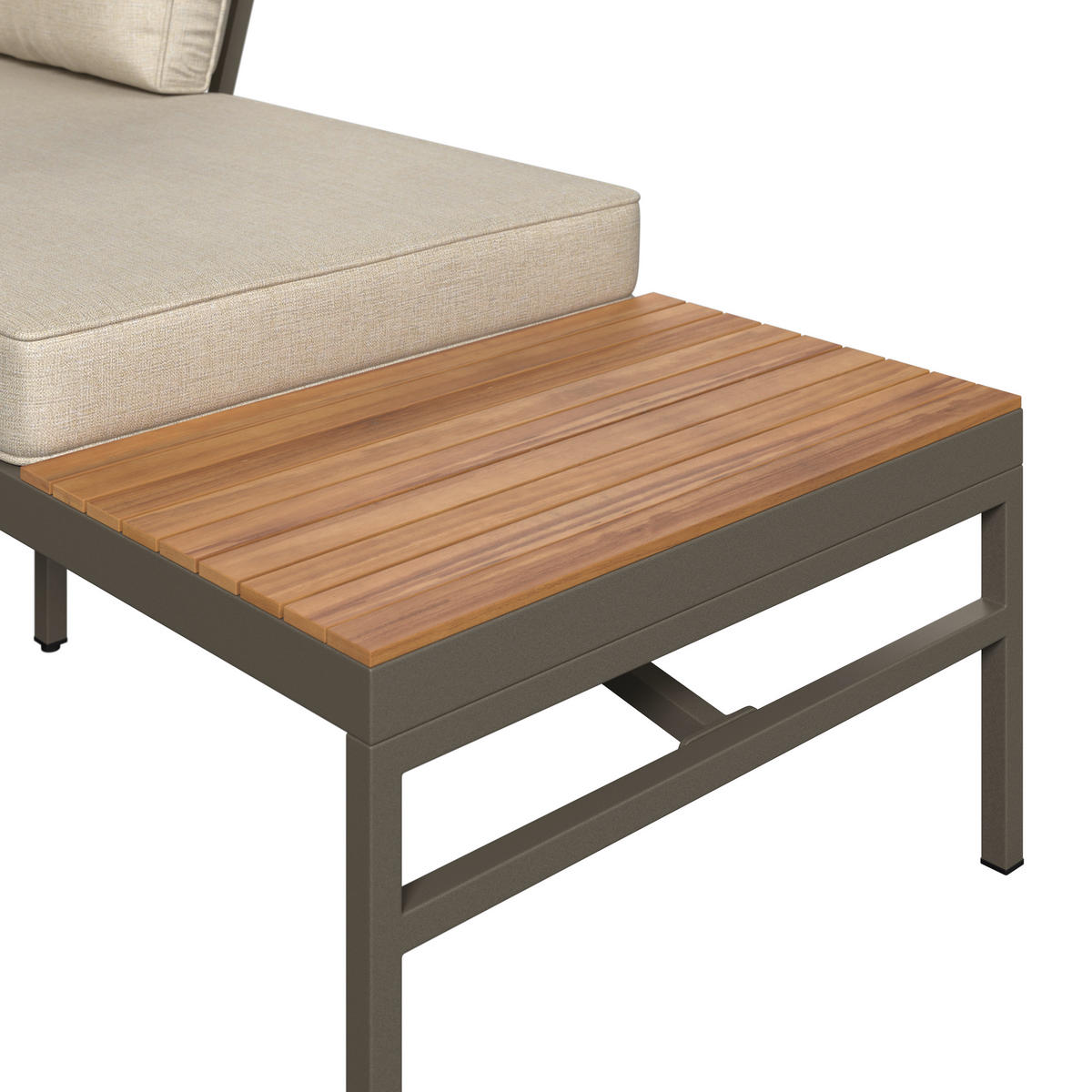 LOUNGEGARNITUR   57/35/57 cm Akazie vollmassiv Aluminium  - Beige/Beigebraun, MODERN, Holz/Textil (57/35/57cm) - Ambia Garden