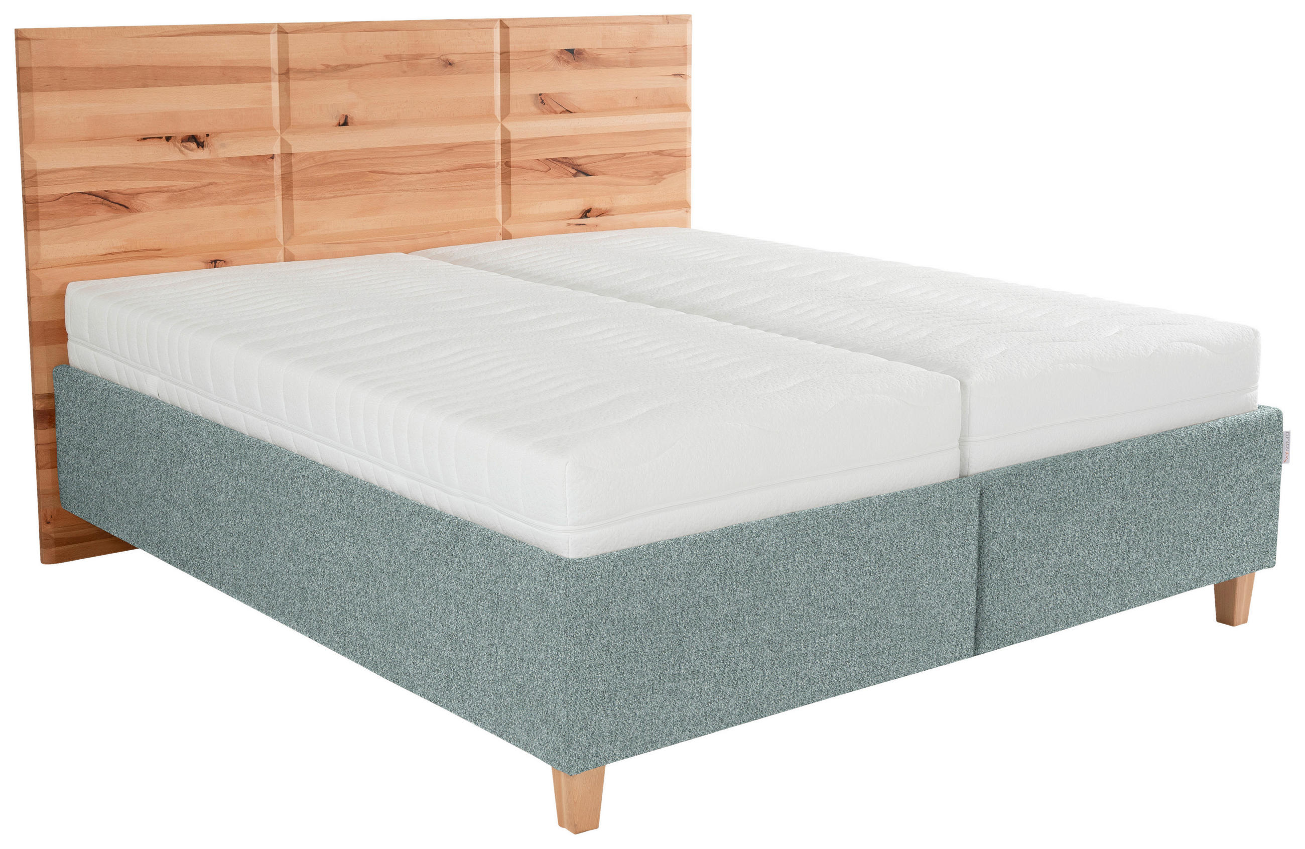 POLSTERBETT Matratze, Lattenrost, Bettkasten Buchefarben, Mintgrün 180/200 cm  - Buchefarben/Weiß, Design, Holz/Textil (180/200cm) - Valnatura