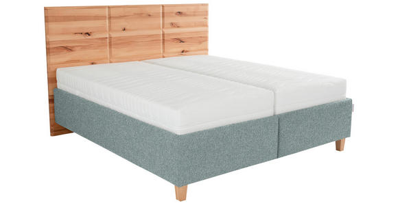 POLSTERBETT Matratze, Lattenrost, Bettkasten Buchefarben, Mintgrün 180/200 cm  - Buchefarben/Weiß, Design, Holz/Textil (180/200cm) - Valnatura