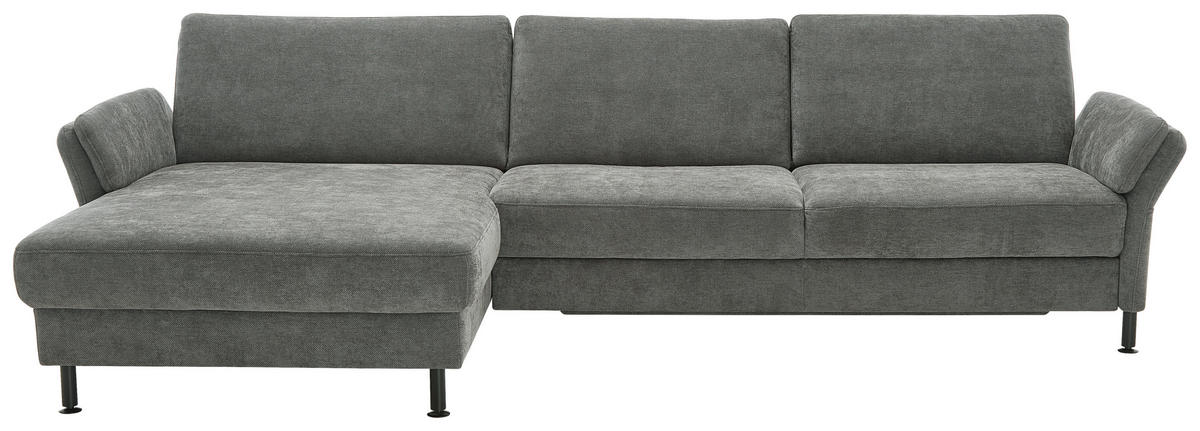 ECKSOFA in Chenille, Flachgewebe Dunkelgrau  - Dunkelgrau/Schwarz, Design, Textil/Metall (175/316cm) - Dieter Knoll