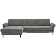 ECKSOFA in Chenille, Flachgewebe Dunkelgrau  175/316 cm  - Dunkelgrau/Schwarz, Design, Textil/Metall (175/316cm) - Dieter Knoll