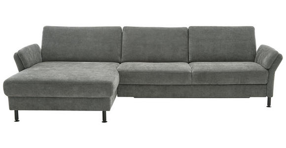 ECKSOFA in Chenille, Flachgewebe Dunkelgrau 175/316 cm - Dunkelgrau/Schwarz, Design, Textil/Metall (175/316cm) - Dieter Knoll