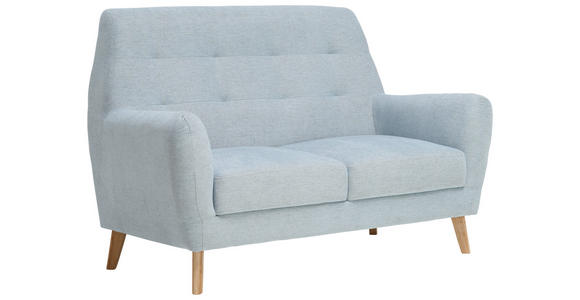 2-SITZER-SOFA Webstoff Blau  - Blau/Eichefarben, Design, Holz/Textil (160/105/84cm) - Carryhome